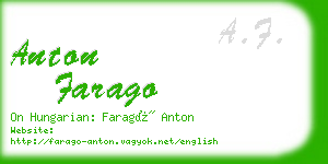 anton farago business card